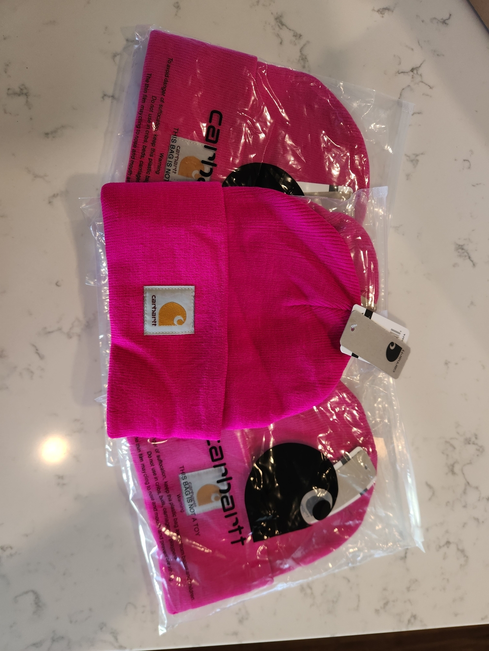 Carhartt Kids Beanie in Hot Pink with Logo Patch